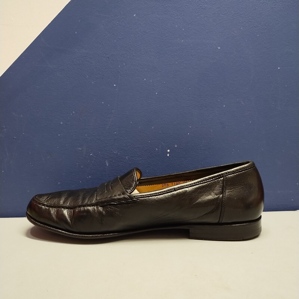 Santoni Black Leather Penny Loafers - Picture 12 of 16